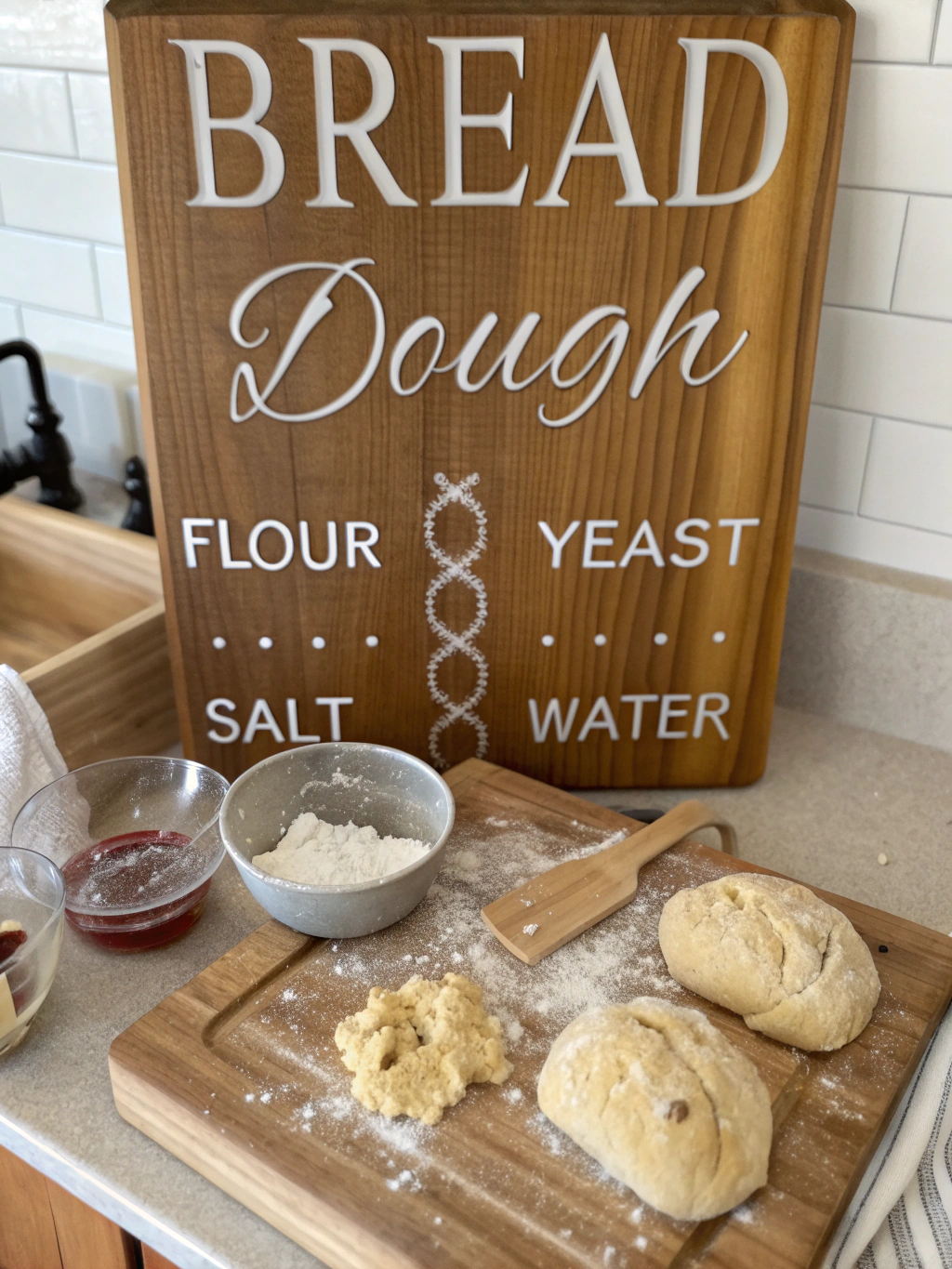 Ingredients for bread dough recipe