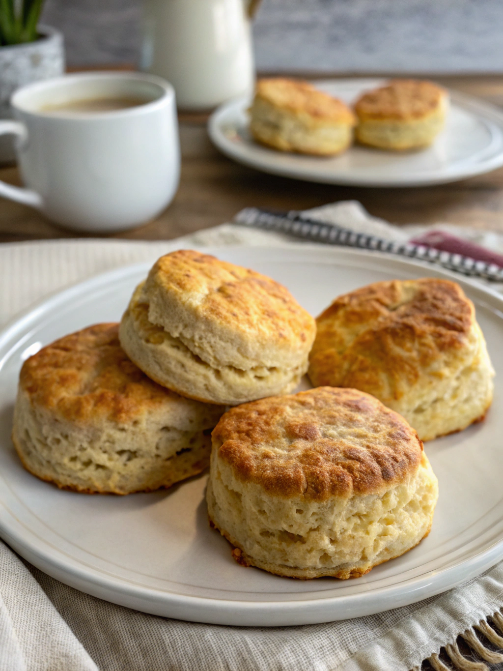Ingredients for delicious breakfast biscuits laid out on a surface